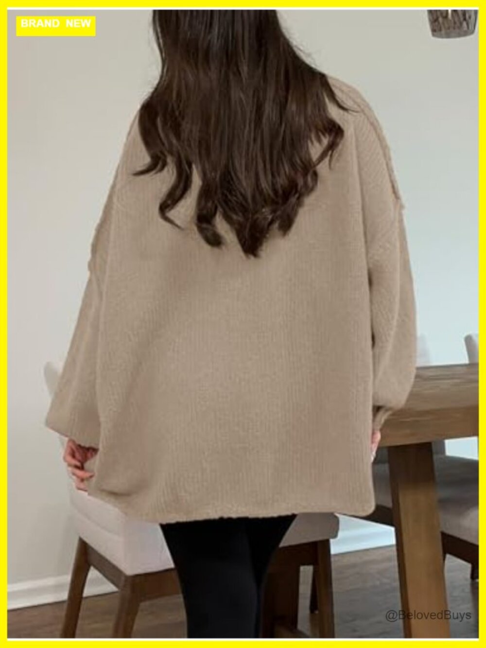 Oversized Tunic Sweater Women Ribbed Knit Crewneck Pullover - Picture 4 of 6